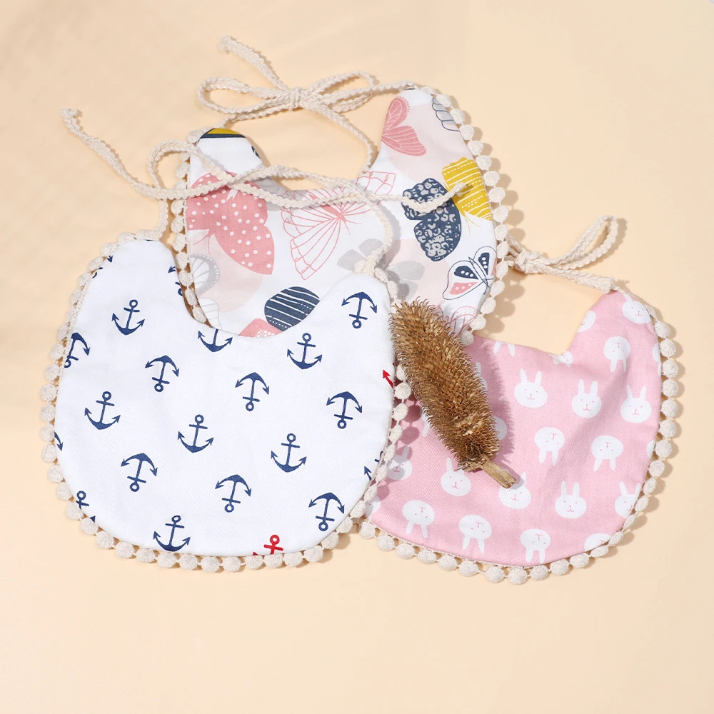 Baberos de algodón con estampado exquisito de Flora y Fauna para bebé, accesorios para recién nacido, niño y niña