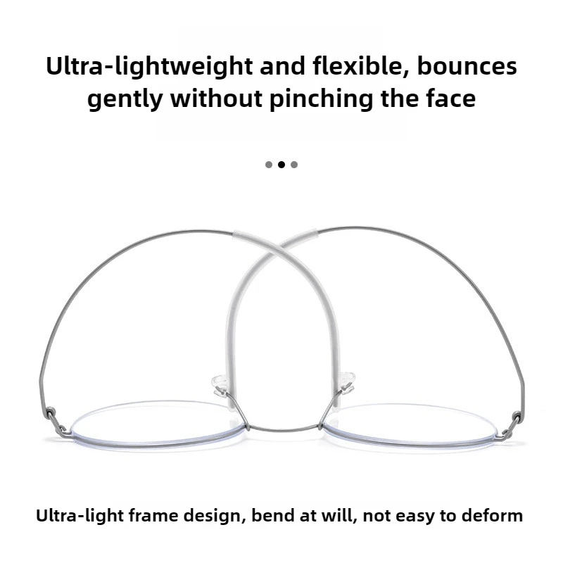إطار نظارة مستدير من التيتانيوم بدون براغي عالي الجودة مع عدسة حجب الضوء الأزرق للرجال نظارات خفيفة الوزن 4.8 جرام #4