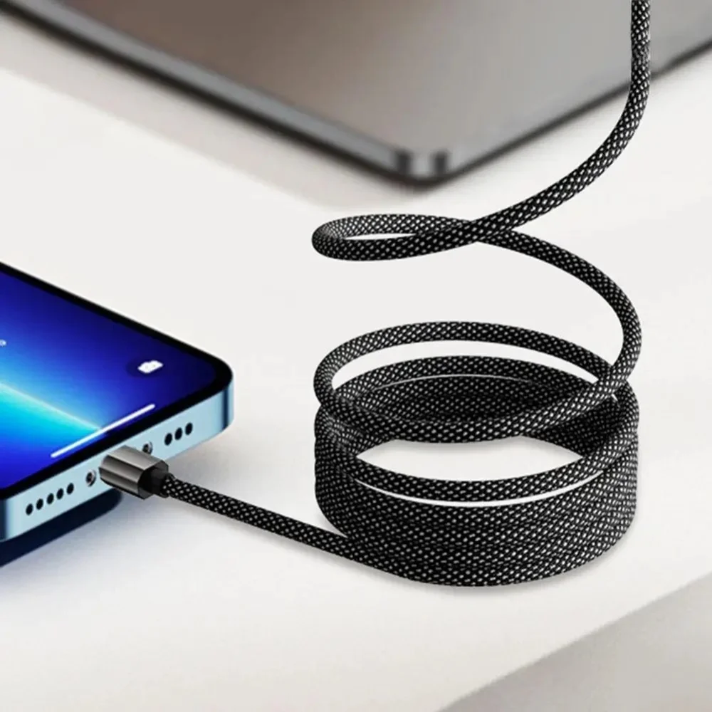 Type C 65W Anti Winding Fast Charging Cable Magnetic Suction USB Data Charge Cable Dual PD Quick Charger Cord for Samsung iPhone