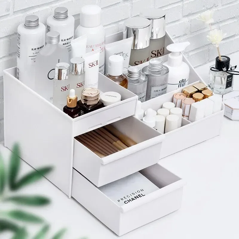 Makeup Desk Cosmetic Storage Box Organizer with Drawers for Dressing Table, Countertop, Bathroom Counter, Elegant Vanity Holder