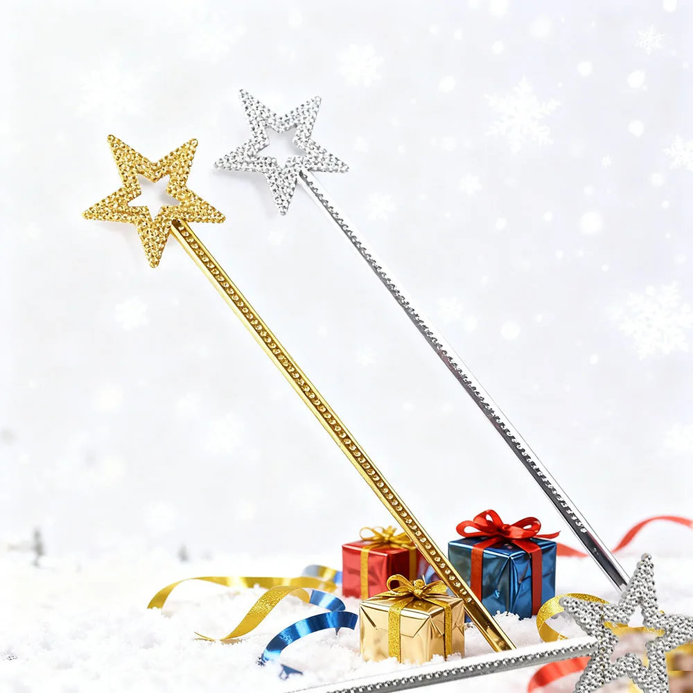 4 Stück Stern-Zauberstab – Cosplay-Zubehör für Prinzessinnenpartys und Hochzeiten, Veranstaltungen, leichte Requisite für Geburtstag, Weihnachtsfeier – Detail 1