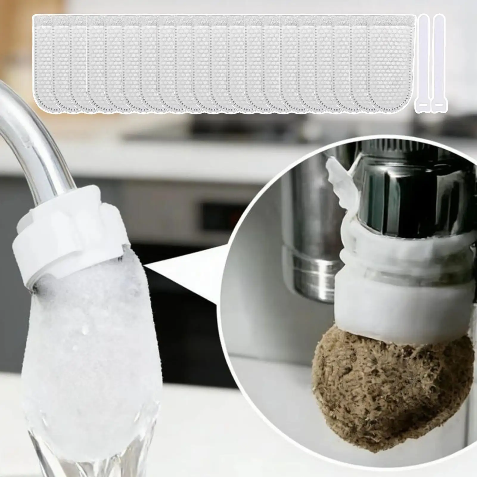 Faucet Filter Cotton Portable Splash-Proof Universal Cleaner Kitchen Faucet Filter Cotton Bag for Kitchen Bathroom Water Sink view 2