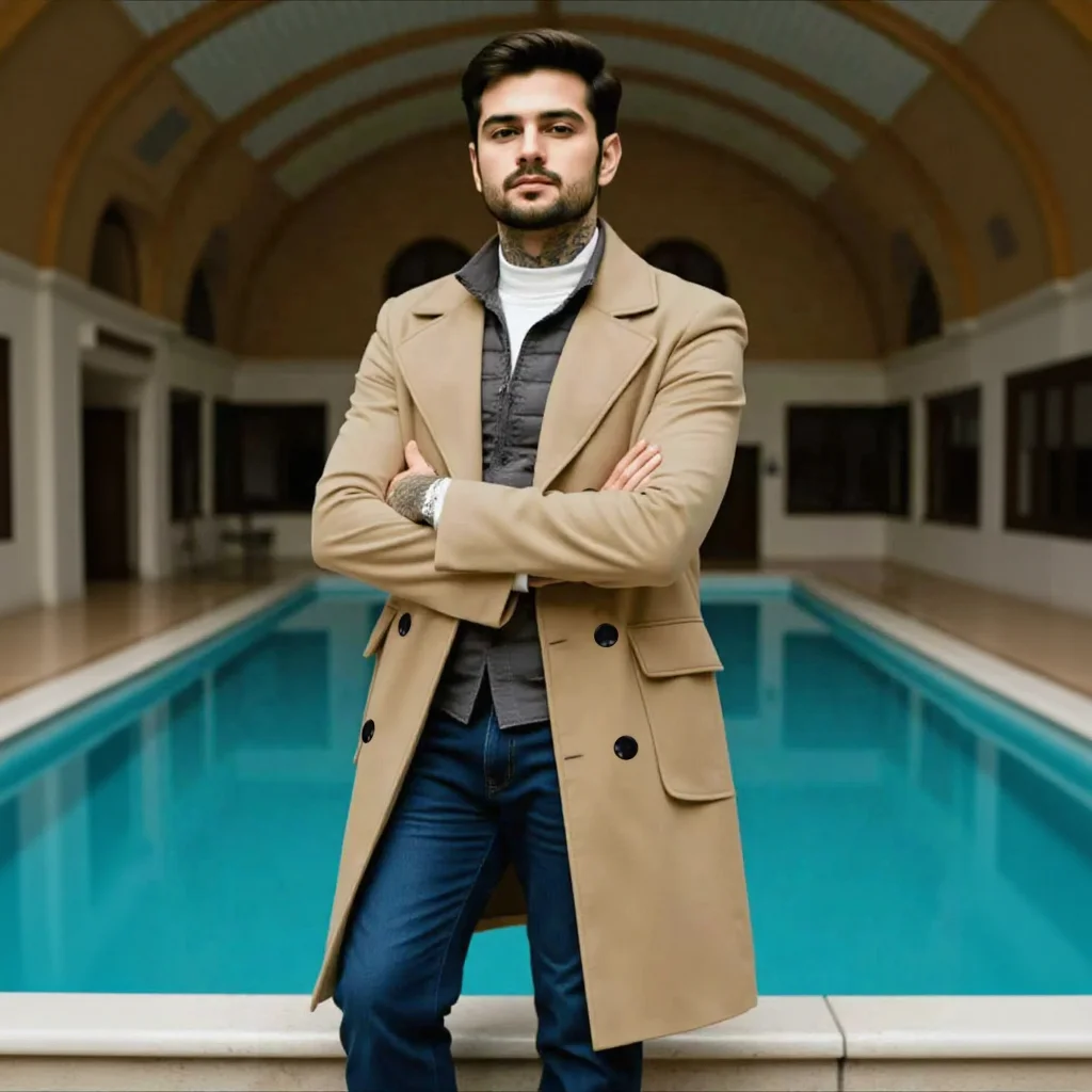 

Classic Business Woolen Overcoat Double-Breasted Business Design British Retro Style Urban Winter Fashion Streetwears Office