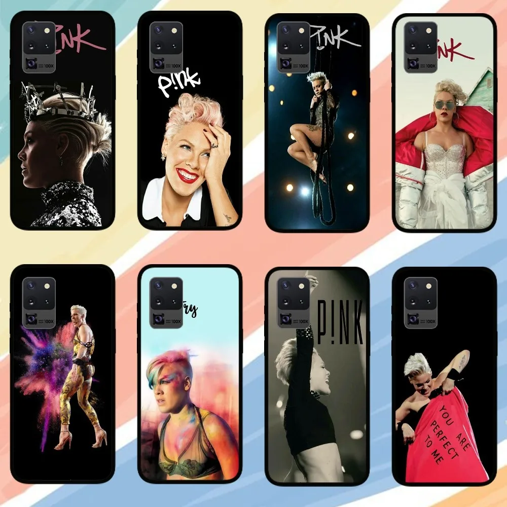 Singer P!nk  Phone Case For Samsung Galaxy S24 S23 S22 S21 S20 FE Note9 10 Plus Ultra Lite 5G Black Phone Case