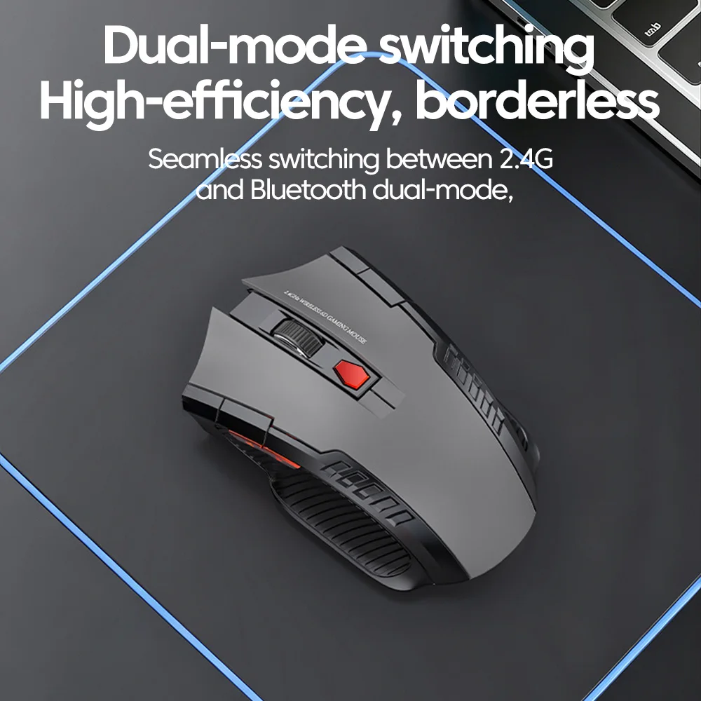 Silent Wireless Mouse Bluetooth+2.4GHz Dual-mode Switchable Bluetooth Mouse Computer Rechargeable Silent Mice USB Mouse 1600DPI
