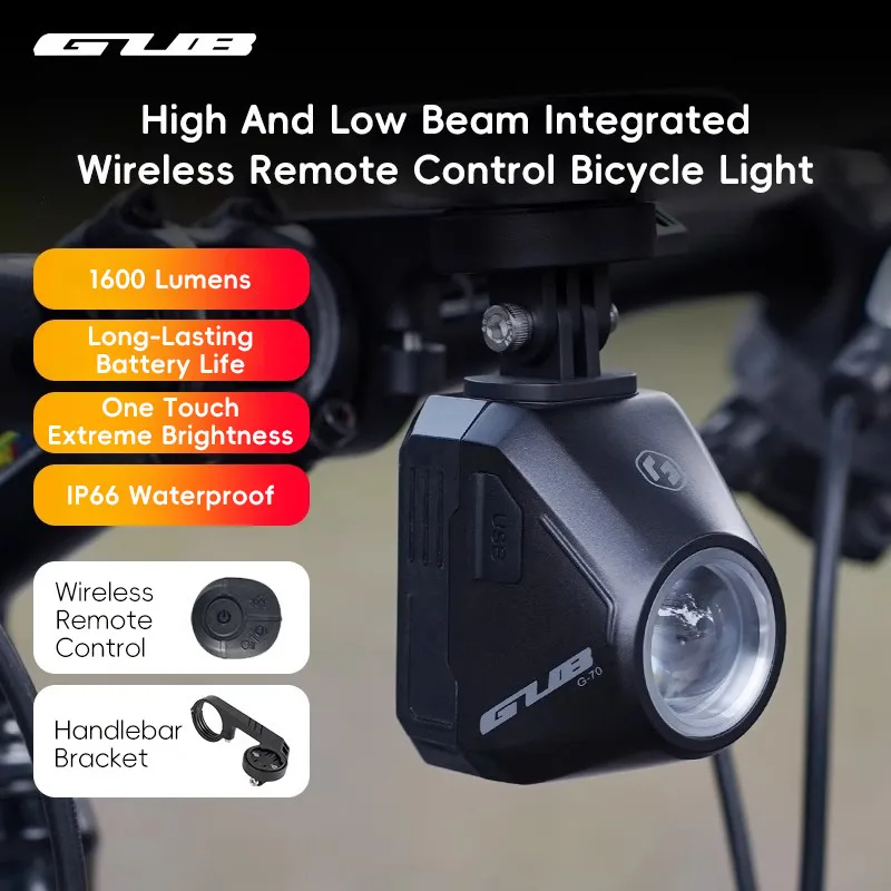 

GUB Bicycle Lights 1600 Lumens Wireless Remote Control IP66 Waterproof MTB Road Cycling Lantern Headlights Bike Accessories