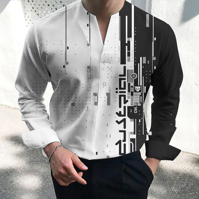 2023 Autumn Fashion Popular Elements Stand Collar Shirts Men\'s Tops Casual Outdoor Party Dresses Soft Comfortable Fabric Tops