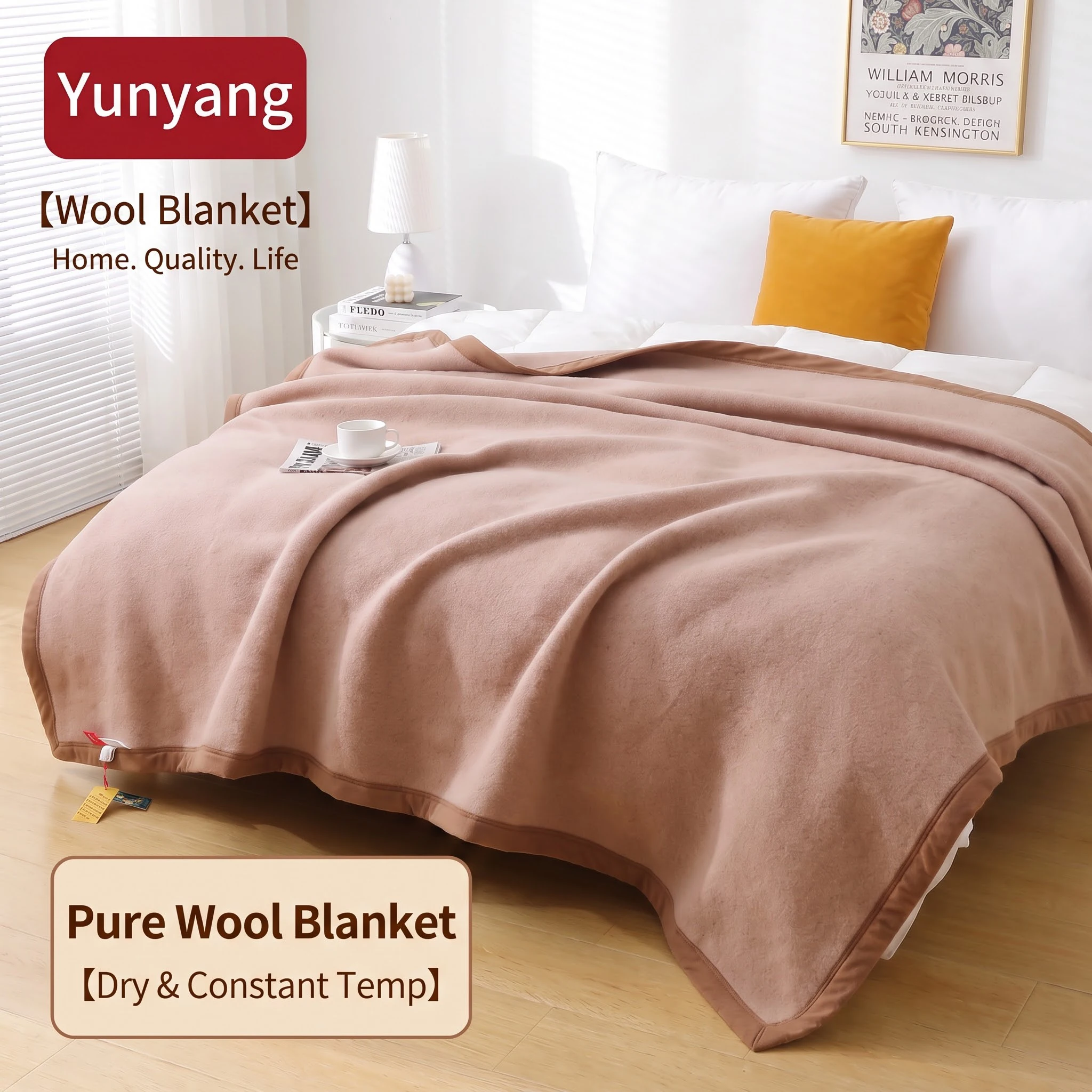 Pure Wool Blanket 100 Wool Warm Bed Sofa Office Nap Light Camel Color Quilt Camping Car Use 150x200cm 180x200cm 200x230cm