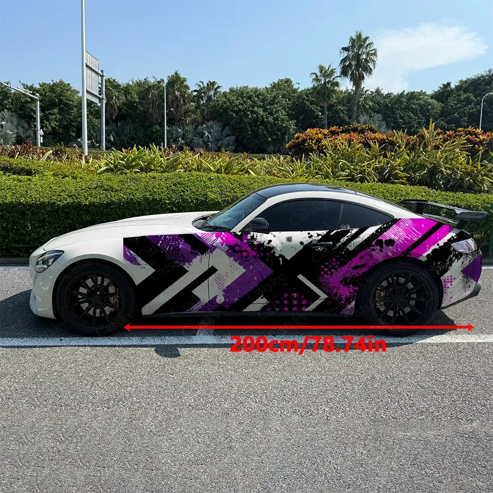 2pcs Diagonal Lines Cross Splatter Car Side Wraps, Self-Adhesive PVC Waterproof & Scratch-Resistant Stickers, Car Accessory Gift