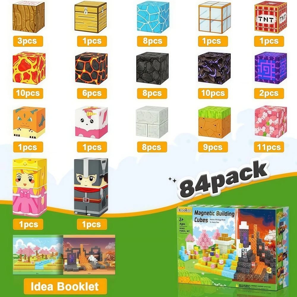 84 STKS 3D Magnetische Bouwstenen STEM Creatieve DIY Avontuur Decor Klassiek Spel Cadeau Voor Kinderen Aanwezig