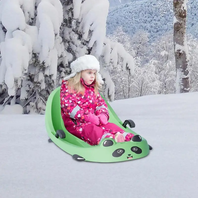 Kids Steerable Snow Sled Steerable Toboggan With Anti-Slip Seat Toddler Sled With Ergonomic Handle Grips For Kids Boys Family