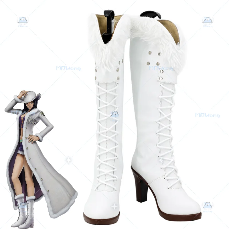 

Anime Nico Robin Cosplay Shoes Boots Nico White Long Boots Miss All Sunday For Hallowmas Party Adult Women Prop Custom Made