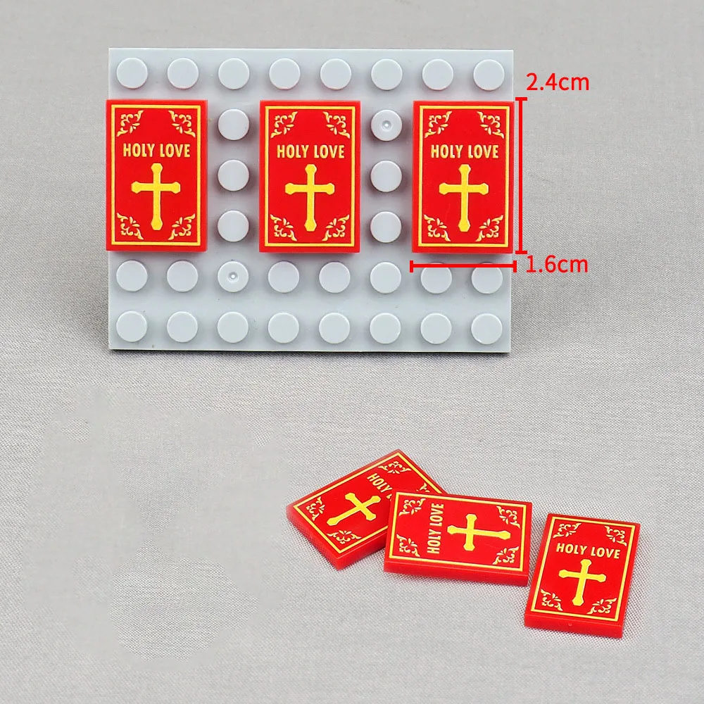 

MOC 10PCS 26603 Pirnted Holyed Love Cross Pattern Building Blocks Kit Wall Decoration Compatible Accessories Toys Children Gifts