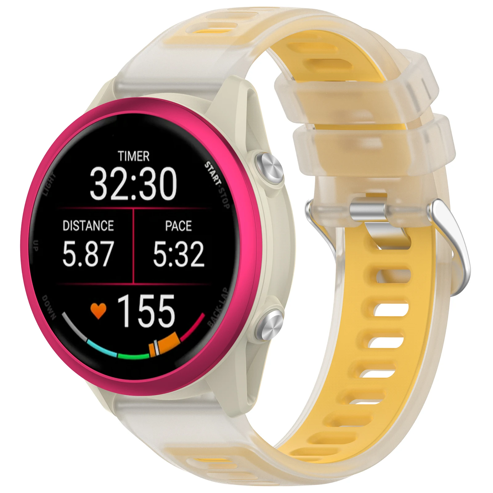 Силиконовый ремешок для Garmin Forerunner 570 47 мм 42 мм/970/55, полупрозрачный двухцветный сменный ремешок для Vivoactive 6-5/Active 6