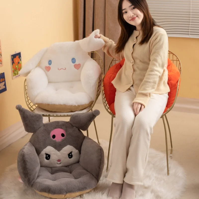 

Sanrio Cinnamoroll Pochacco Melody Kuromi Cute Plush Black Cushion Backrest Dormitory Office Non-Slip Chair Cushion Gifts