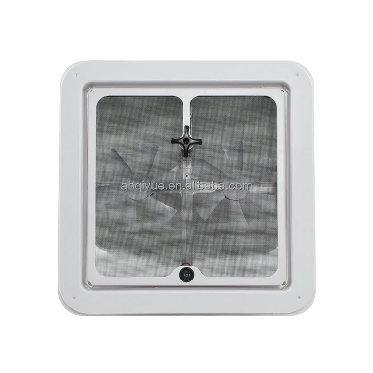 

Intelligent Library 12V RV Trailer Roof Fan Vent ABS Manual Roof Hatch With Two Exhaust Fan 350x350mm