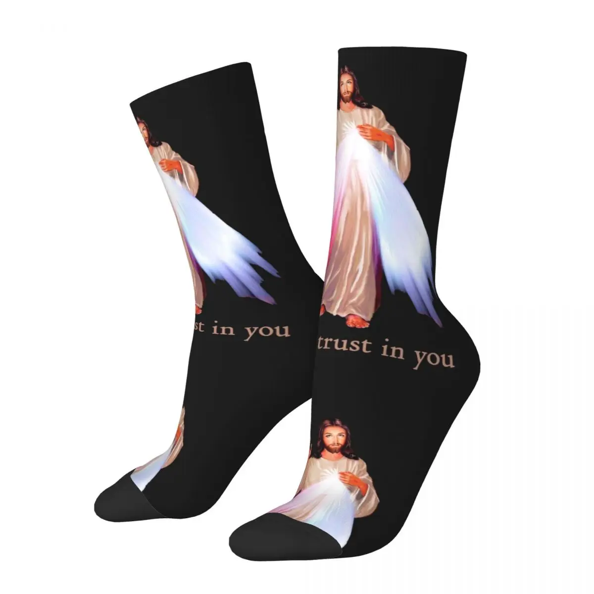 Gesรน I Trust You calze adulti uomo cattolico santo gesรน cristo calzini divertenti calzini autunno Outdoor antiscivolo regalo
