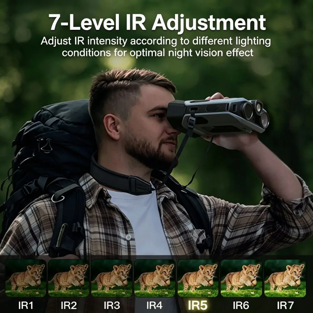4K Night Vision Binoculars 32GB Infrared Night Vision Goggles 3” Large Screen 10X Digital Zoom Tactical Light for Camping Huntin view 2