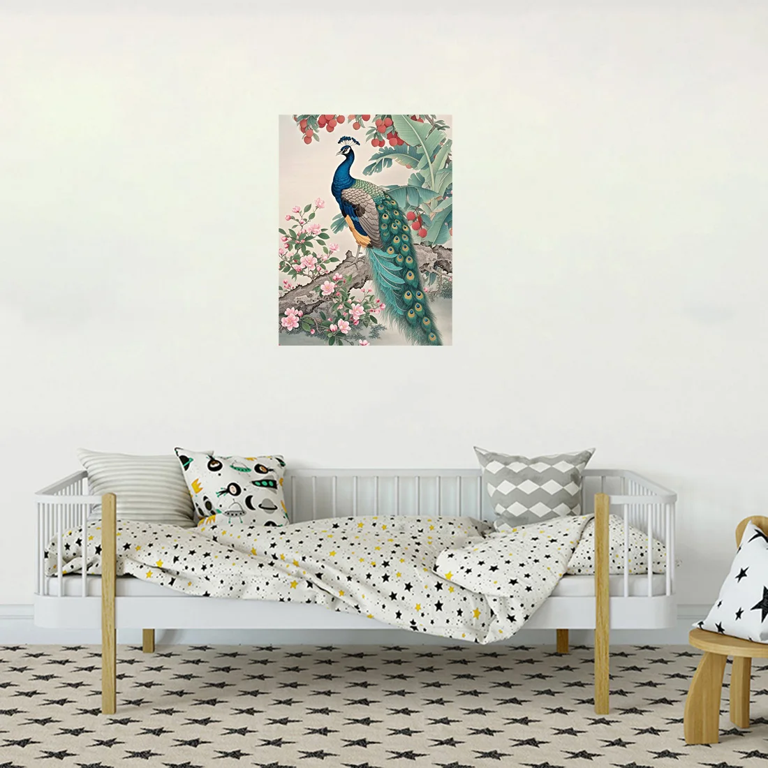 Three Ratels QHH114 Classic nostalgic style peacock picture animal wall sticker for home decoration