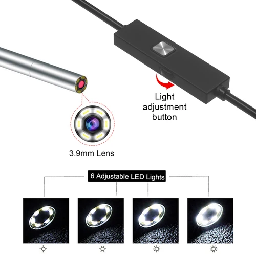 Imagen 2 del producto Dodosee 3.9mm HD endoscopio 3 en 1 boroscopio de inspección de coche 720p Mini cámara para Android Mac Windows Micro USB tipo C
