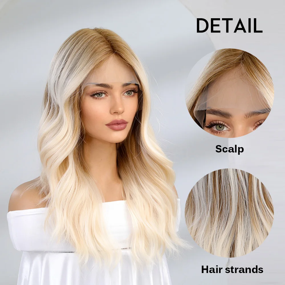 oneNonly Body Wave Lace Front Wig Brown White Blond Wig for Women  Daily Natural Lace Wigs Resistant Fiber Hair