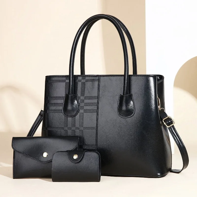 

3Piece Set Women's Versatile Handbag Women Daily Luxury Leather Handbags Female Designer Vintage Big Tote Shoulder Bag