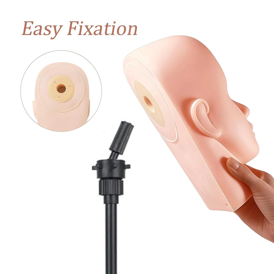Professional Silicone Mannequin Head Flat Top for Eyelash Extensions Training Realistic Skin-Like Facial for Makeup