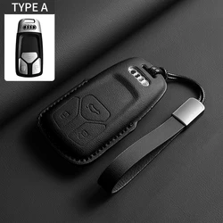 Leather Car Remote Key Case Cover Protector Shell For Audi A4 A4L A5 Q5 Q7 TT TTS 8S B9 2016 2017 2018 Auto Keychain Accessories