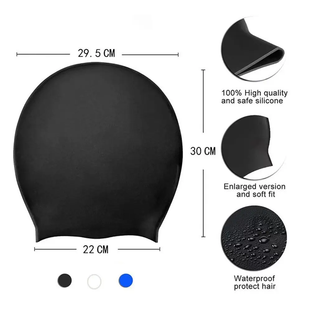Extra Large Swim Cap for Dreadlocks Protect Ears Long Hair Silicone Diving Hats