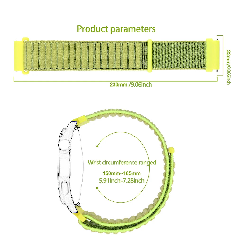 22mm Soft and breathable Nylon Watch Strap for Garmin Forerunner 570 47mm 265 255 Band for Garmin Venu 3 2 Vivoactive 4 Bracelet