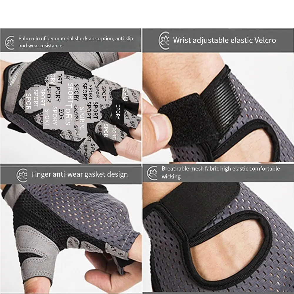 Gants de musculation respirants, incurvés, dos ouvert, antichoc, pour cyclisme, moto, antidérapants, résistants à l'usure