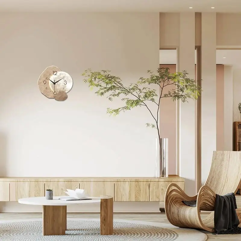 Minimalist Lunar Design Silent Wall Clock Non-Ticking for Bedroom Living Room Home Aesthetic Wall Decoration view 2