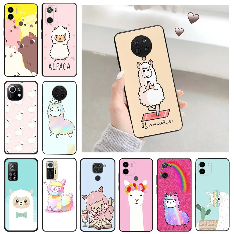 Phone Case for Redmi A2 12 12C 10 10C 10A 9 9T 9A 9C 9I K40 K50 K60 A1 Plus Mi CC9 C51 Cute Alpaca Llama Camera Protective Cover