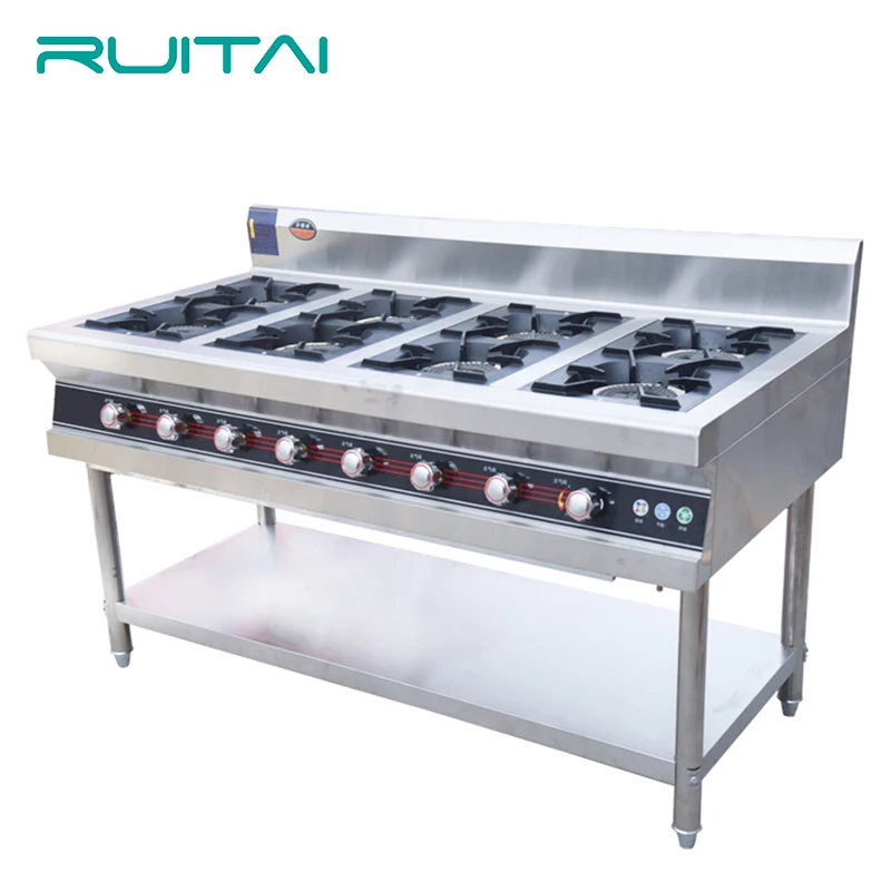 Hotel Restaurant Industrial Kitchen 201 Stainless Steel Gas Stove Commercial Gas Stove 8 Burner