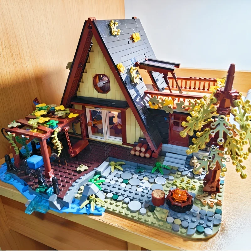 FUNHOLE بنة A-الإطار منزل خشبي عرض الشارع التجمع المعماري نموذج ألعاب قابلة للفصل هدية لغز المشهد الصغير