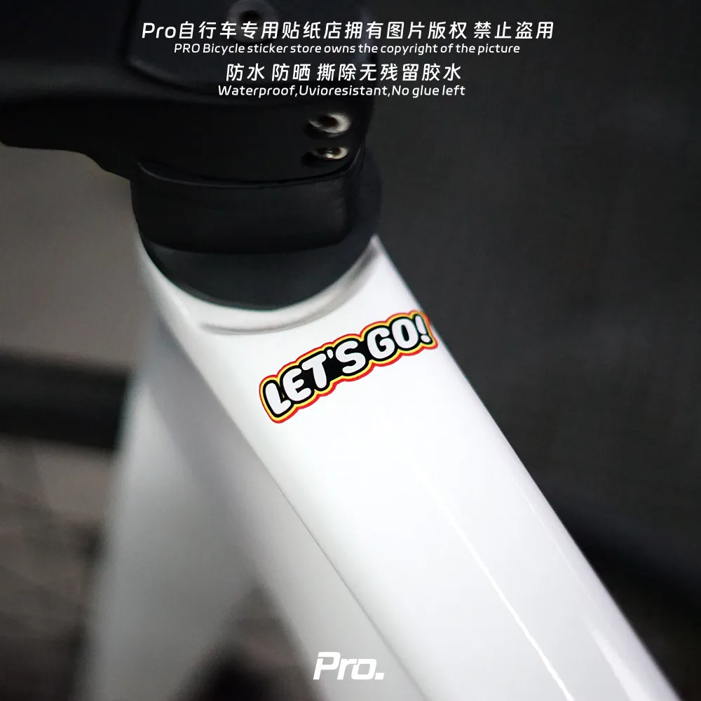 LET'S GO Bicycle Stickers for Bicycle Frame Top Tube Fun Inspirational Handwritten DIY Waterproof Road Bike Cycling Sticker