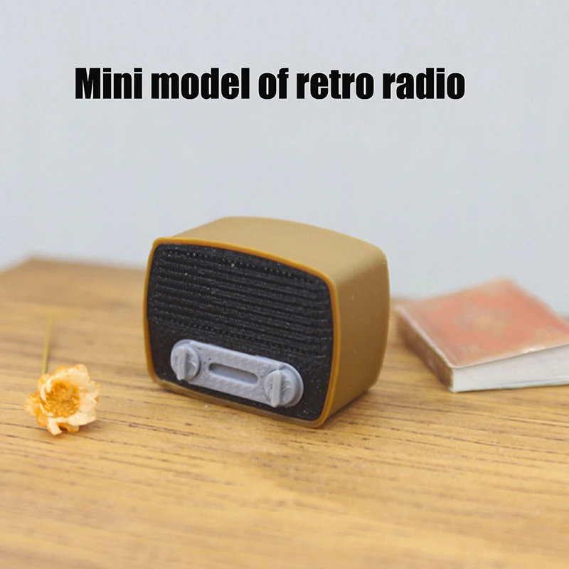 Regalo de invierno para casa de muñecas, accesorios en miniatura, Radio Retro, simulación, decoración de dormitorio, modelo de juguete, 1/12, 1 ud.