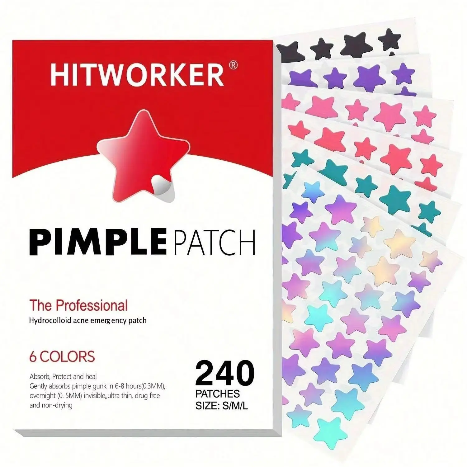 240 tablets/set of six color hydrogel acne patches containing tea tree oil - waterproof, non irritating acne coverage patches