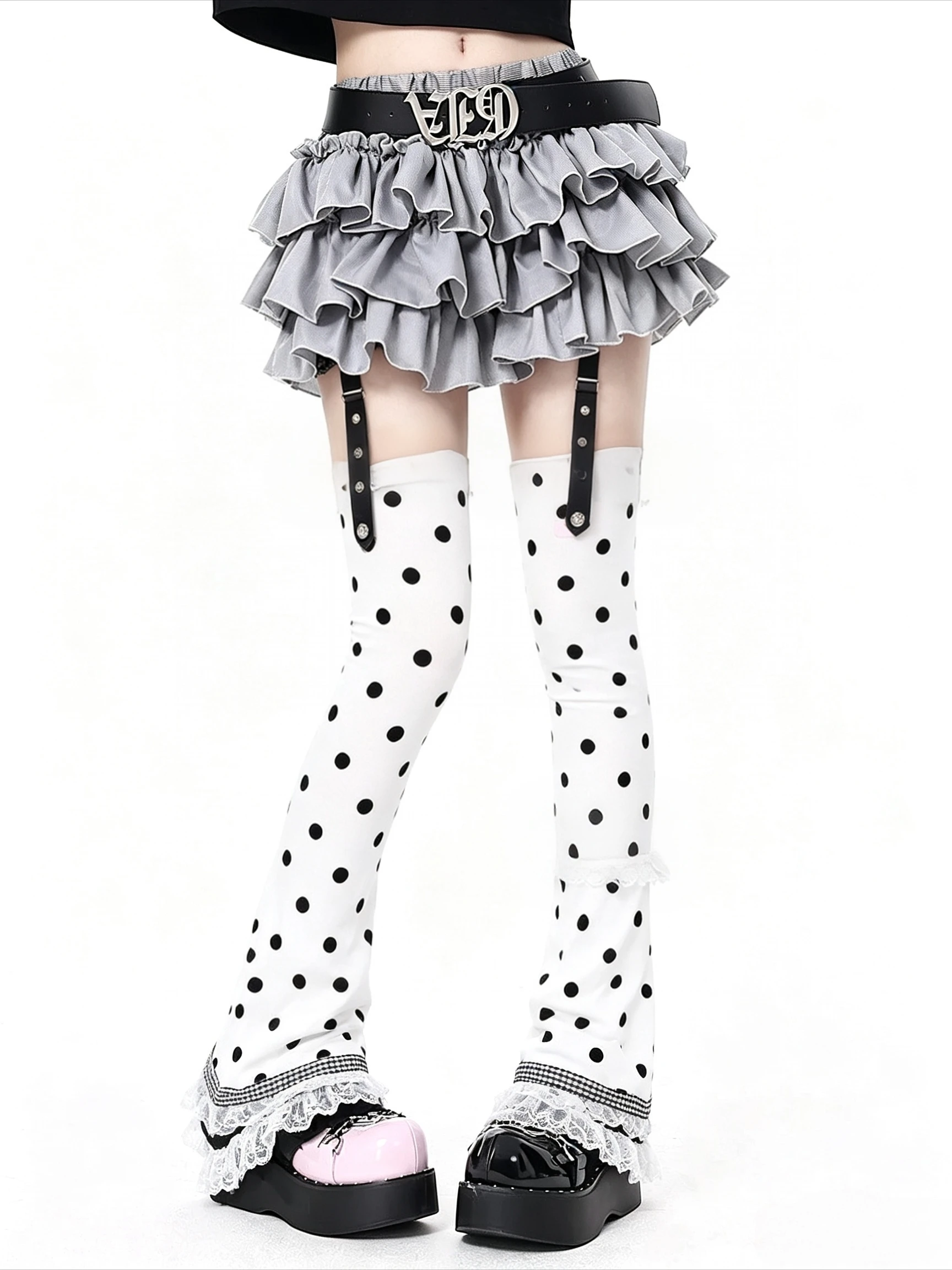 Women Y2K Kawaii Lace Flare Leg Socks Harajuku Gothic Lolita Knee High Leg Warmers Leg Cover Cosplay Daily Fashion Socks