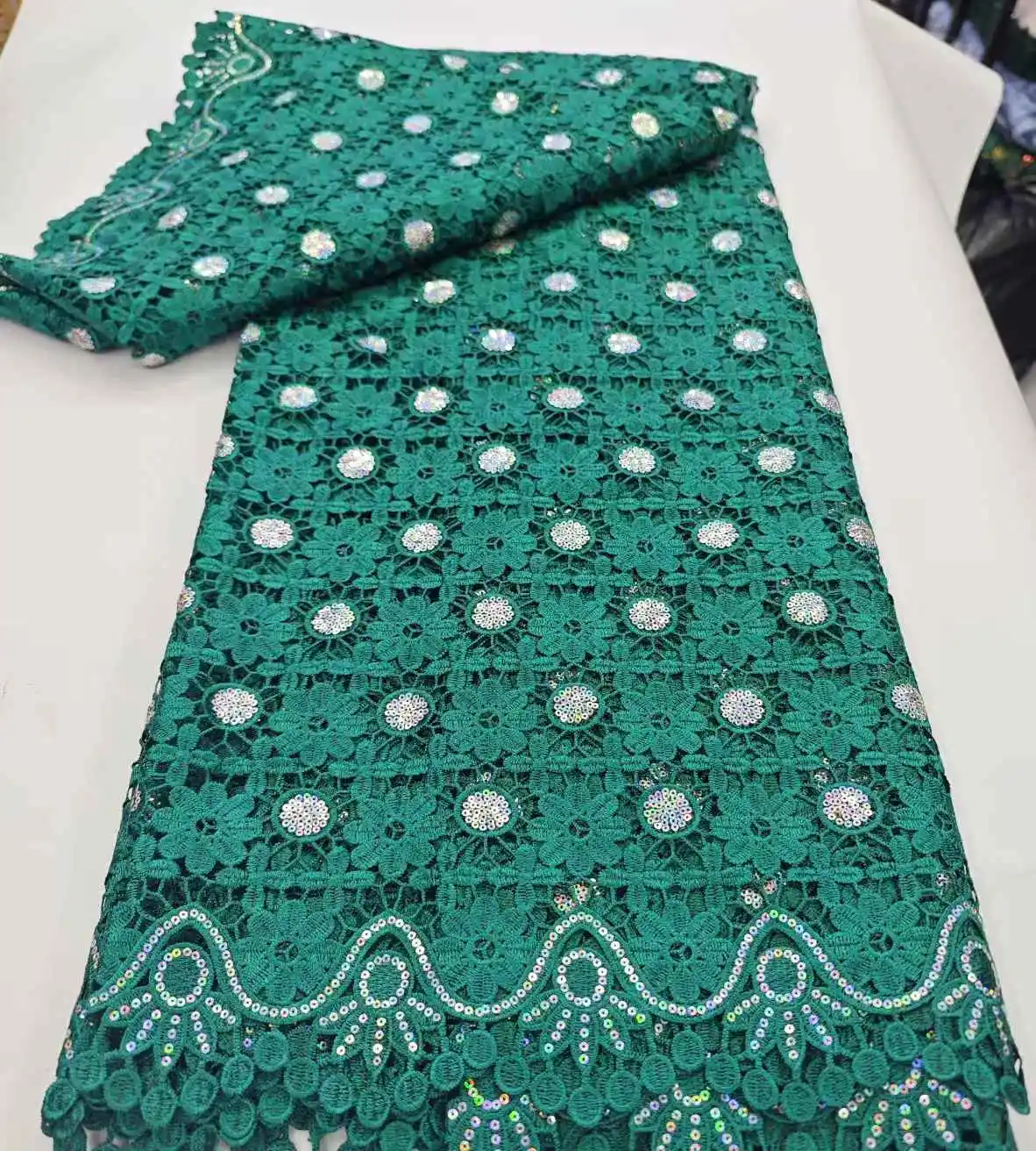 Latest African Guipure Cord Lace Fabric 2025 Style Nigerian Water Soluble Lace Fabrics 5 Yards for Wedding Party