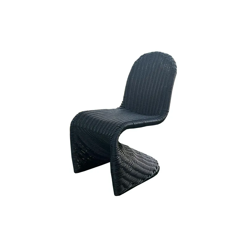 

Creative design rattan single chair solid wood coffee table combination outdoor waterproof sunscreen tables and chairs