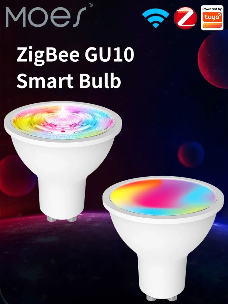 MOES Tuya ZigBee GU10 Smart LED-Lampen RGB C+W Weiß Dimmbare Leuchten Smart Life APP-Steuerung Glühbirnen Sprachsteuerung Alexa/Google