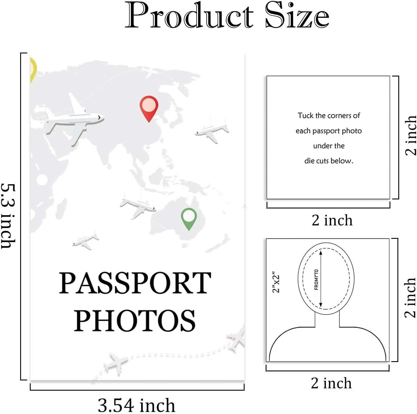 Passport Photo Holder Folders 5.31x3.54 Inch-Passport Photo Folders with Pockets Travel Document Organizer 50Pack