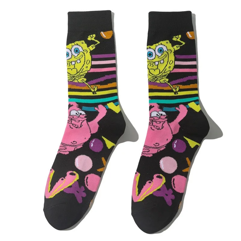 Kawaii SpongeBob SquarePants جوارب رجالية ونسائية كارتون أنيمي فيلم شخصية أوروبية وأمريكية #3