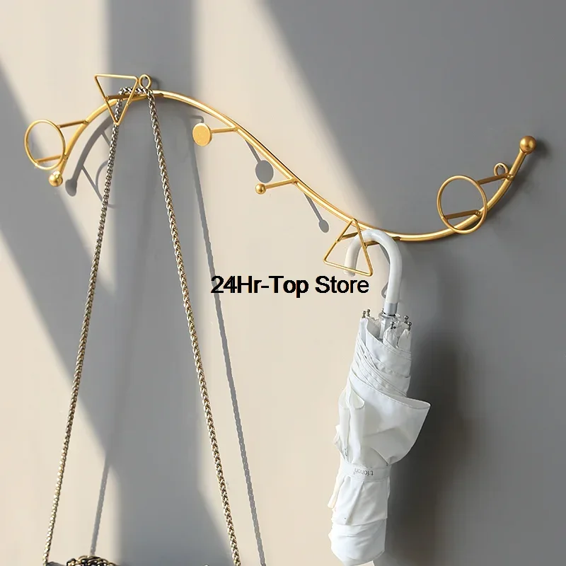 

Wall Metal Narrow Coat Rack Hook Iron Black Gold Bedroom Coat Hangers Garment Rack Wall Living Room Perchero Pared Decorative