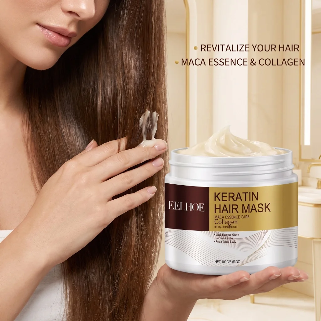 Keratin Hair Treatment Mask Deep Nourish Revive Dry Frizzy Hair Strands Hydrate Smooth Tresses Preserve Glossy Radiant Shine