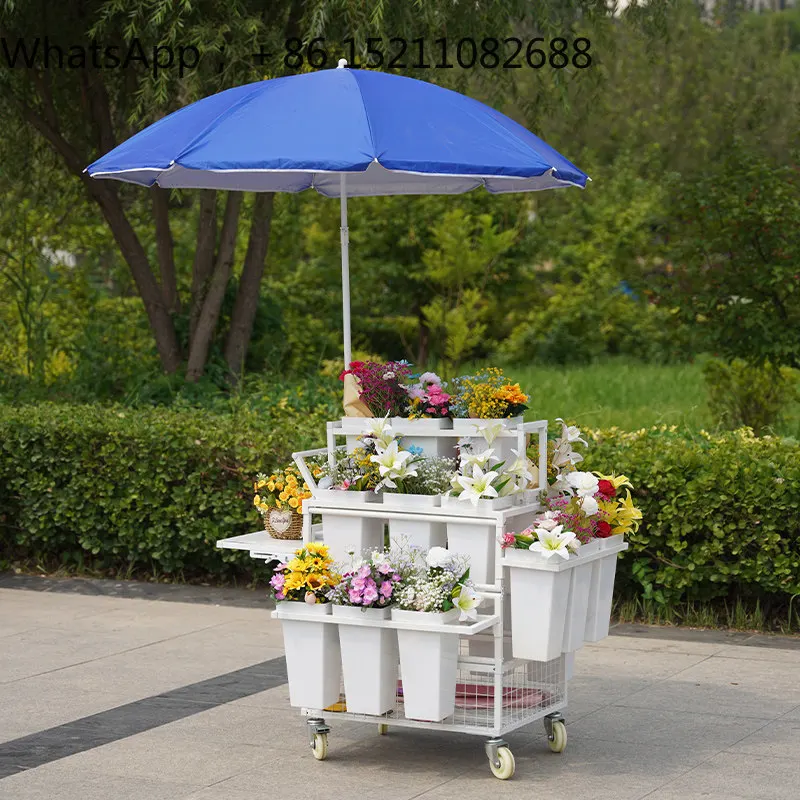 LLY Outdoor Florist Supplies Stall Flower Display Stand Folding Stall Movable Bouquet Sales Rack
