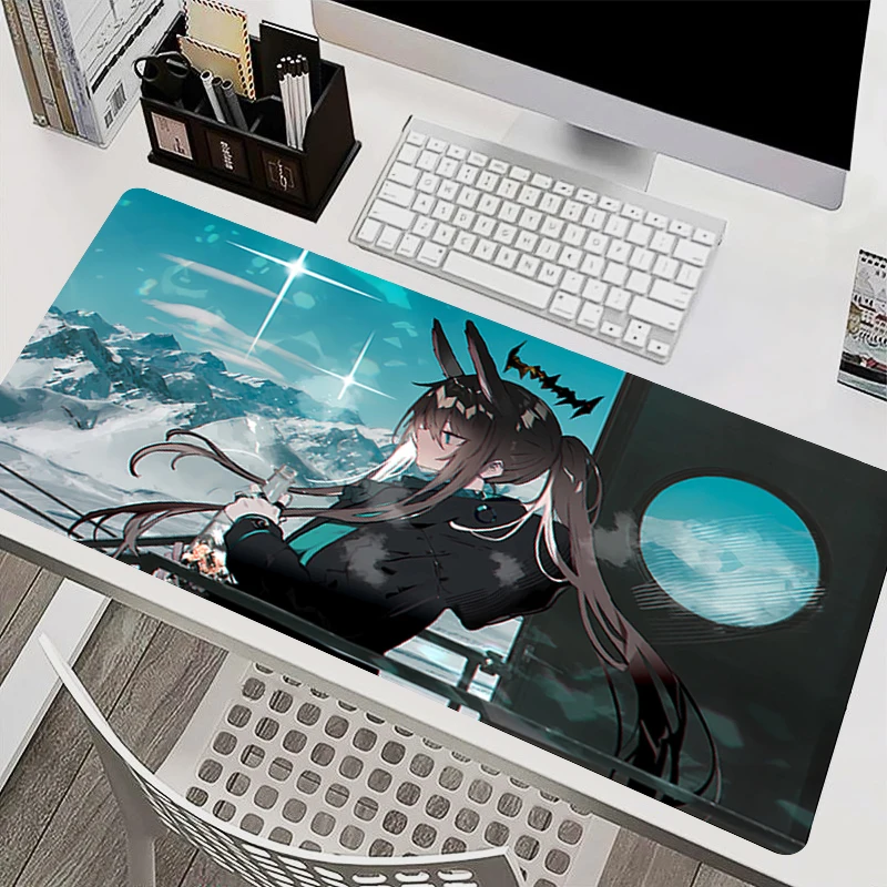 Gaming Mouse Pad Non-Slip Gamer Accessories Notbook Extended Desk Mat Edge White Anime Carpet A-arknights Large Esports Mousepad