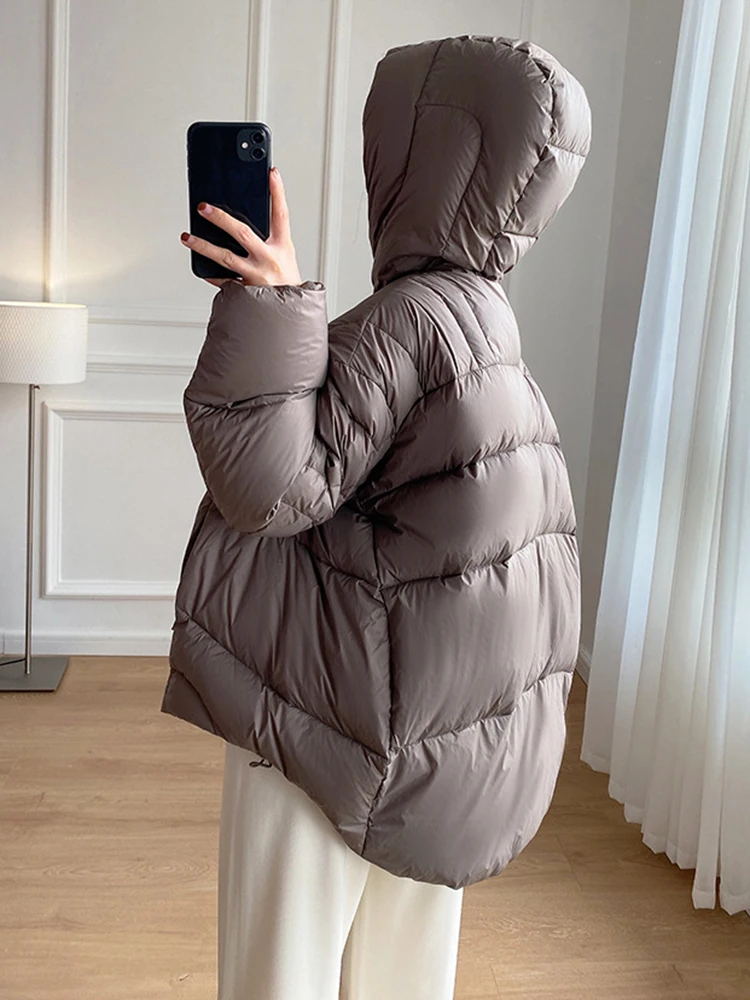 [EAM] Camel Big Size Keep Warm Down Jacket New Hooded Long Sleeve Warm Women Parkas Fashion Tide Autumn Winter 2024 CP3472