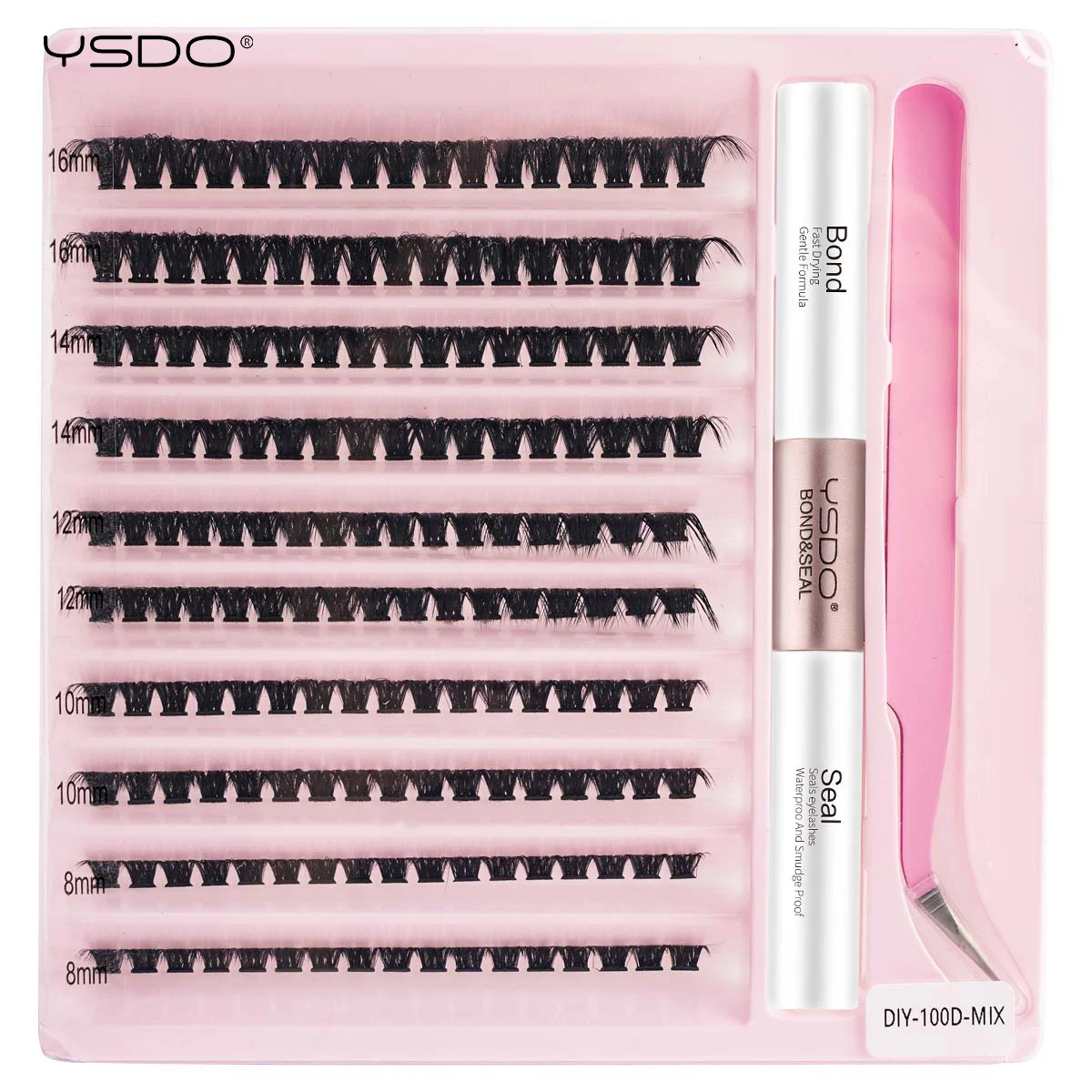 DIY Clusters Eyelash Extension Bond and Seal 2 in 1Individual Lashes Kit Mixed Tray Natural Faux Mink False Cilios Makeup Tools
